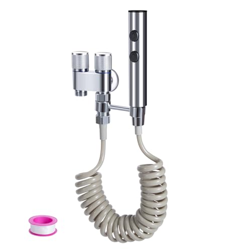 Kit De Rociador de Bidé 2 En 1 Potente Chorro y Amplia Pulverización Pulverizador Para Bidé de Mano Duchas Higienicas para Wc Para Lavado de Inodoros Higiene Personal Limpieza de Mascotas Plata