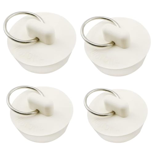 Juego de 4 tapones de goma con anilla para colgar, tapón universal para fregadero, lavabo y bañera, tapones de goma para bañera y lavabo