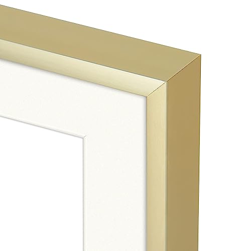 Frametory, 11X14 Aluminum Frame For 8.5X11 Picture Includes Ivory Mat For Wall Display, Sawtooth Hanger, Swivel Tabs, Spring Clips Great For Photos, Artworks, Posters (Gold, 2-Pack) #TOP2