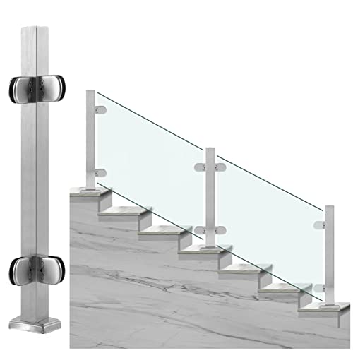 Poteau de garde-corps pour terrasse et jardin avec pince à verre carrée