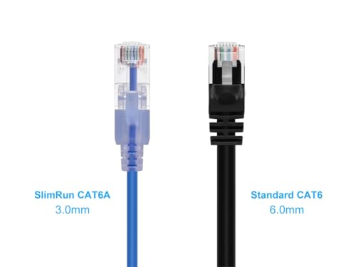 Image of Monoprice Cat6A 6in 10-Color 10-Pk Patch Cable UTP 30AWG 10G Pure Bare Copper Snagless RJ45 SlimRun Series Ethernet Cable