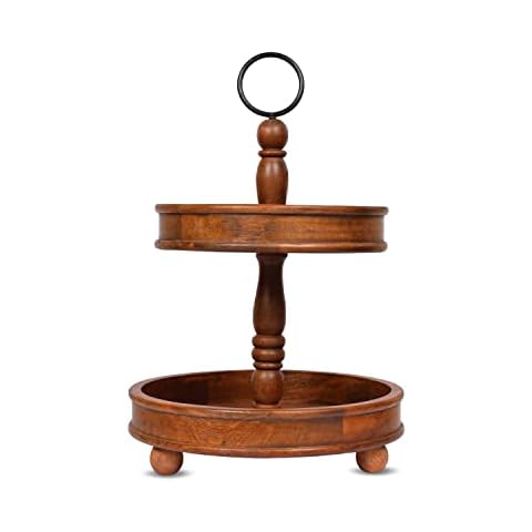 EDHAS Bandeja de madera de mango de 2 niveles Cover