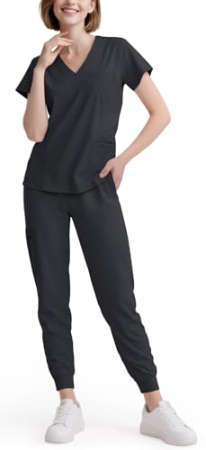 Eadflie Scrubs for Women Set - 8-Pocket V-Neck Scrub Uniform,