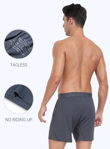 COLORFULLEAF Men's Bamboo Rayon Boxers Boxer Shorts Soft Relaxed Summer Sleepwear Shorts Underwear4