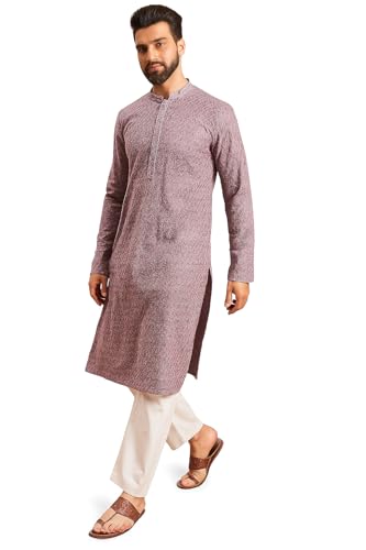 Image of Amazon Brand - Tavasya Men Rayon Blend Geometric Regular Kurta