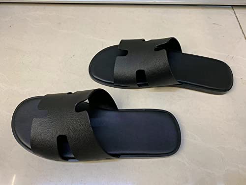 Image of Mengchengying Mens Casual Comfortable Lightweight Fashion Genuine Leather Slip Slide Indoor and Outdoor Open Sandal Anti Slip Cushion Support