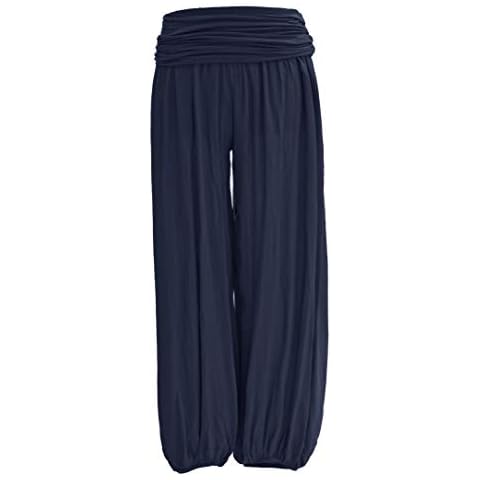 TEXTURE Women's Navy Viscose Harem Trousers Cover