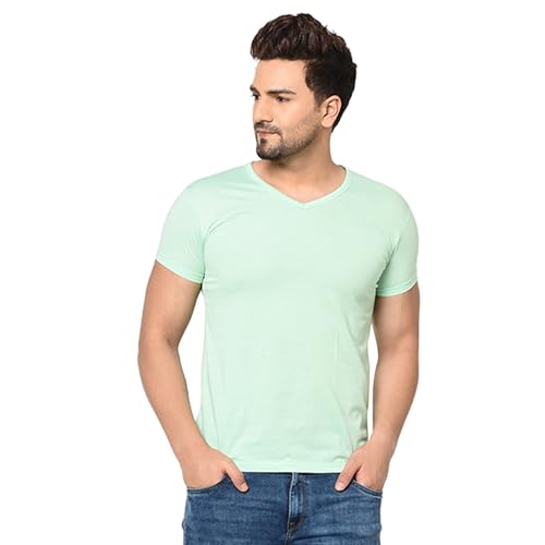 Image of JANGOBOY Men's V Neck Half Sleeve Cotton Blend T-Shirt (Pack of 1)