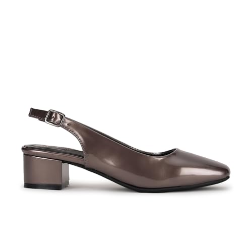 Image of Marc Loire Women Square Toe Solid Block Heel Pumps for Office, Party and Formal Wear