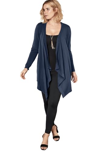 Roaman's Women's Plus Size Plus Size Lightweight Handkerchief Hem Cardigan Sweater