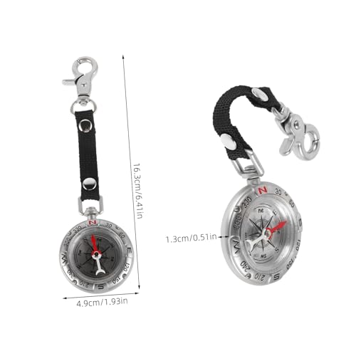 Brújula portátil de aleación de zinc con llavero y cordón metálico miniatura 2