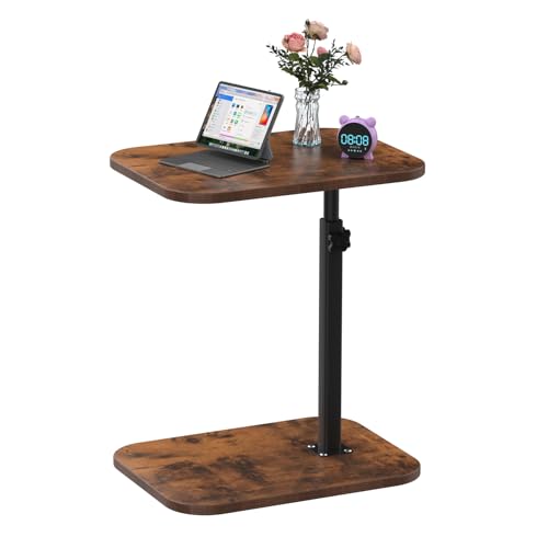OHMG Table d’appoint, Hauteur réglable, 360 ° pivotant Bout de Canapé, C Form Tables Canapé, avec Fente pour téléphone et Tablette, Petite Table Basse...