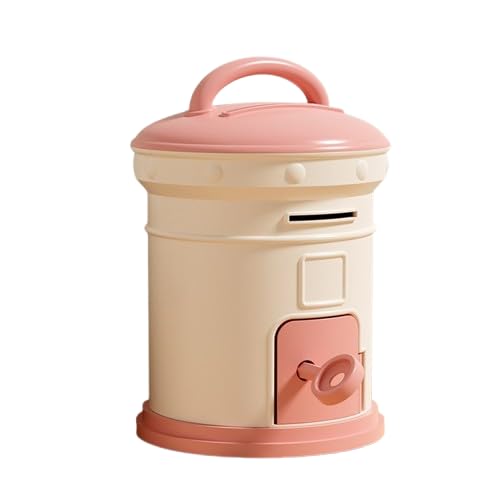 Cortina Post Box Design Piggy Bank for Kids & Adults – Plastic Coin Saver with Handle & Keys, Money Box Gift Item for Kids Ages 3+ (Pink, Pack of 1)