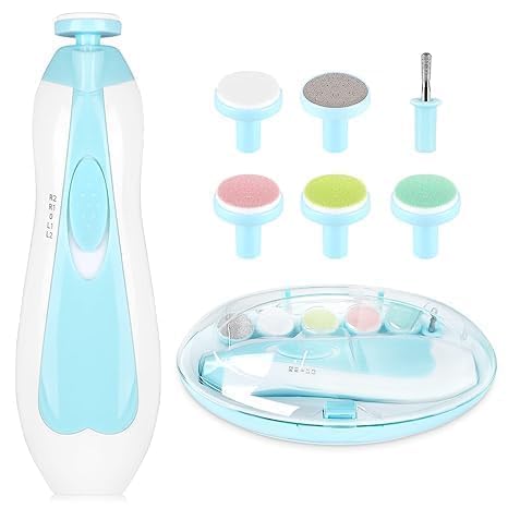 AJKN Electric Baby Nail Trimmer & Manicure Set – Safe Nail Cutter for Babies and Kids with 6 Gentle Grinding Heads, Silent Operation, LED Light & Speed Control for Newborns, Infants, Toddlers-image-24
