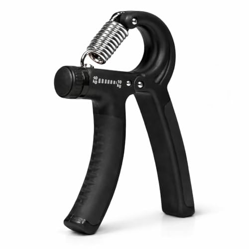 Image of Kin-Kart Adjustable Hand Gripper, Orange and Black, Steel Spring Construction, 10-60kg Resistance Range, Ergonomic Comfort Grip, for Hand Strength Training (BLACK, 0-60 KG)
