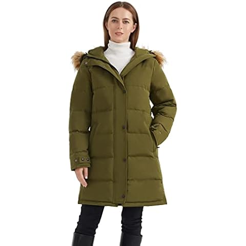 Orolay Women's Insulated Down Coat Winter Hooded Coat Quilt Medium Puffer Jacket with Faux Fur Armygreen L Cover