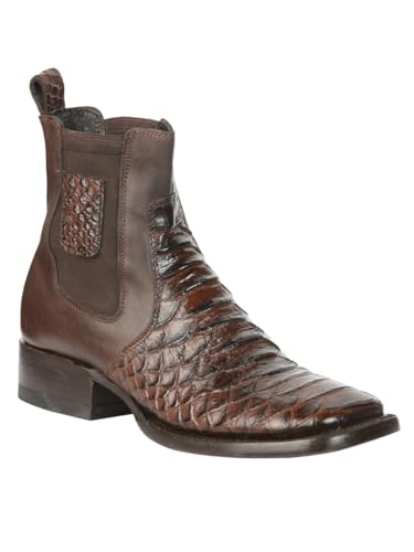 Men's El General Rodeo Ankle Boots Python Snakeskin Print Genuine Leather