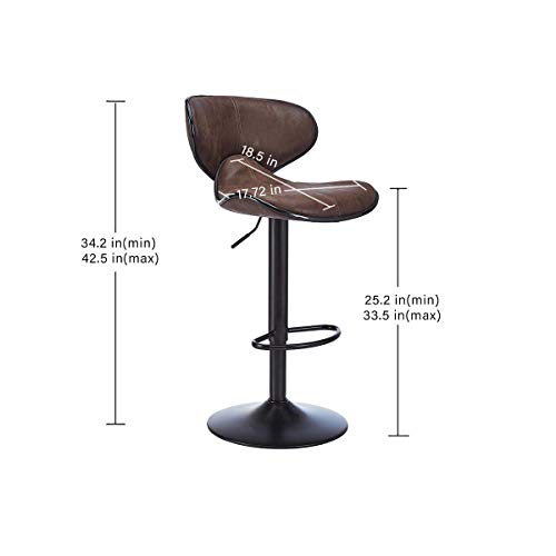 Canglong Stools Swivel Adjustable Barstool, Counter Height Chairs W/Backrest And Footrest For Bar, Kitchen, Dining, Living Room And Bistro Pubx, Set Of 2, Retro Brown #TOP5