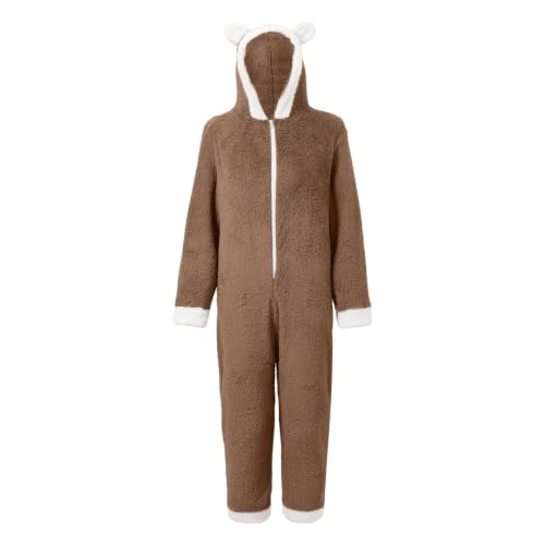 Kids Christmas Hooded Onesie Fleece Jumpsuit Outfit With 3D Ears For Girls - image 2