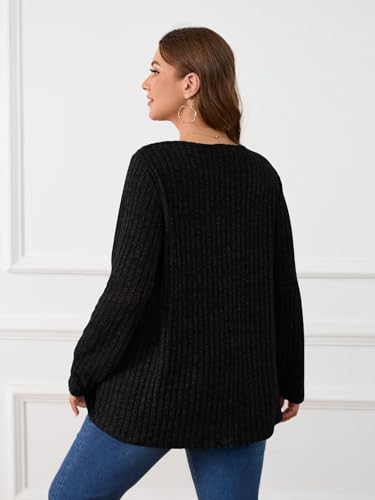 Image of BELAROI Womens Plus Size Sweaters V Neck Fall Tunic Top Pullover Shirts