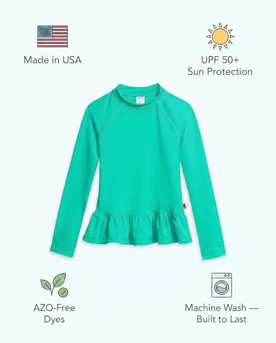 Image of City Threads Girls Long Sleeve Rashguard UPF 50+ Made in USA, Girls' Rash Guard Shirts with Sun Protection