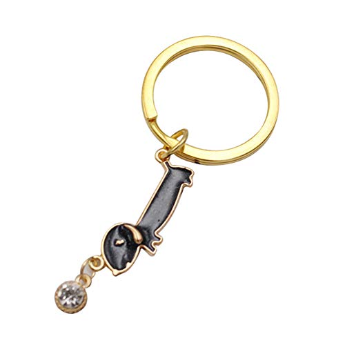 Preisvergleich Produktbild Hacoly Tasche Handtaschenanhänger Schlüsselringen Keychain Auto Schlüsselbund Hund Dackel Taschenanhänger Schlüsselbund Kreativer Personalisierter Schlüsselanhänger-Schwarz