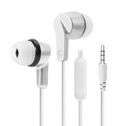 UrbanX R2 Wired in-Ear Headphones with Mic for HTC Desire 825 with Tangle-Free Cord, Noise Isolating Earphones, Deep Bass, in-Ear Bud Silicone Tips