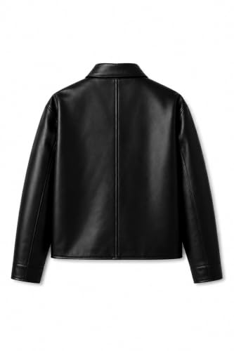 Image of YOONIKK Mens Trending Vegan Leather jacket Zip-Up with Collar