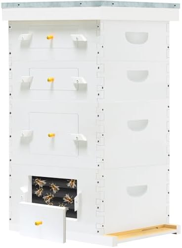 Painted Beehive with Windows Langstroth ...