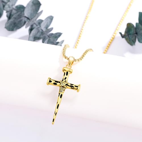 Image of Eusense Cross Necklace for Women Men Crucifix Pendant Sterling Silver 925 Cruz De Caravaca Cross Jesus Crucifix Jewelry