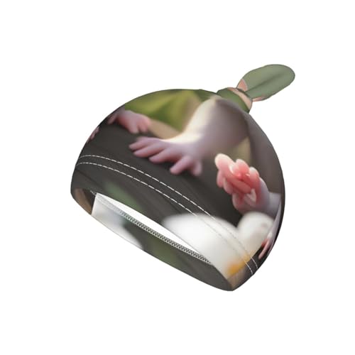 Mouse in Love Print Newborn Swaddle Blanket with Beanie Set, Soft Baby Sleep Sack Receiving Wraps, for Boy Girl3