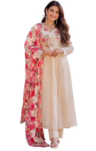 Kurta Designs: Stylish Ethnic Kurta Sets for Women on Amazon 17 KLOSIA Women's Anarkali Kurta Set with Floral Printed Dupatta | E...