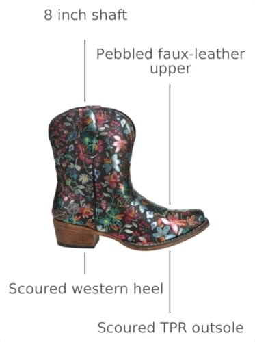Image of ROPER Womens Ingrid Floral Metallic Snip Toe Casual Boots Ankle Low Heel 1-2 inch