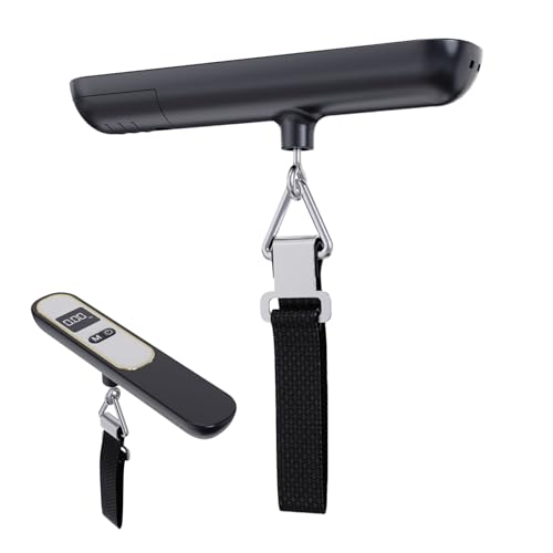 Báscula para equipaje – Herramienta de pesaje de equipaje de 49,9 kg con gancho y pantalla LCD | Pesas de equipaje – para camping, senderismo, mochileros, casa, avión, al aire libre, viajes por