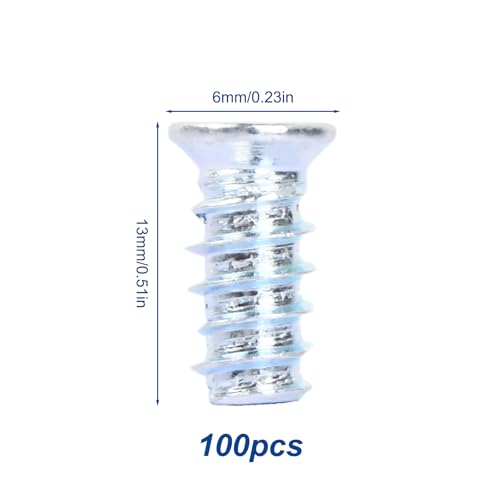 100 Stück Euroschrauben, 6.3 x 13 mm Universalschraube Senkkopf, Kohlenstoffstahl Möbelschrauben, Spezialschraube Senkkopf für Schubladen, Möbel Scharniere, Schubladenschienen