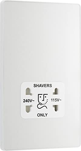 Enchufe para afeitadora BG Electrical Evolve de doble voltaje en color blanco nacarado 1