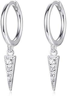 Cz Cubic Zirconia Small Spike Triangle Drop Dangle Hinged Huggie Hoop Earrings Cartilage Hooped Earrings For Women 18k Gold Plated 925 Sterling Silver