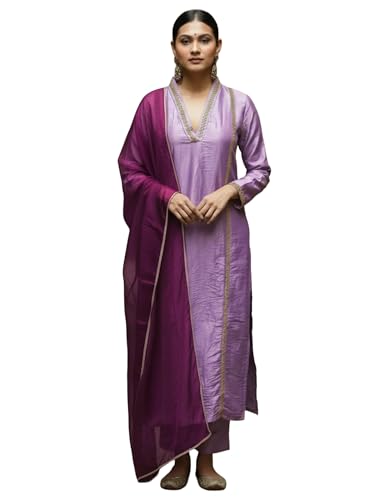 Kurta violet brodé tenue fluide pour cérémonie et soirée
