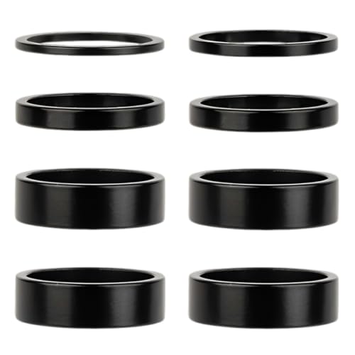 ZORTVUL 8 Piezas Espaciador Bicicleta De Aluminio, Separadores Para Manillar, Para Mtb Y Bicis De Carretera, 2/3/5/10Mm, Negro