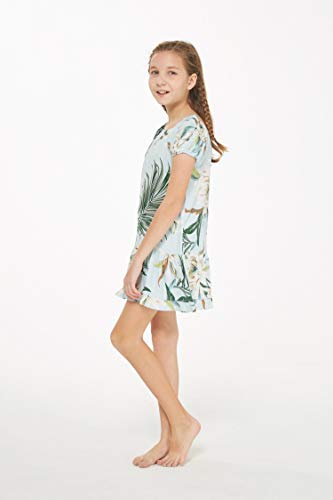 Girl Hawaiian Short Sleeve Simple Muumuu Ruffle Dress in Wispy Cereus3