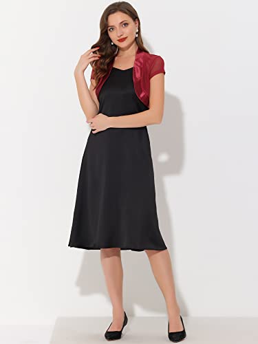 Image of Allegra K Women's Satin Shrug Bolero Cap Sleeve Crop Cardigan