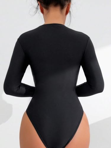 ZAFUL Women's Long Sleeve Rash Guard Swimsuit One Piece Zipper Surfing Bathing Suit3