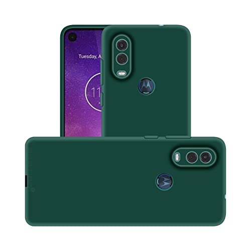 Image of Case Creation Liquid TPU Silicone Cover for Moto One Action Soft Case,Anti-Dirty Slim Case Frosted Matte Candy TPU Raised Bezel (Splash of Color) Back Case Cover for Motorola One Action -Lake Green