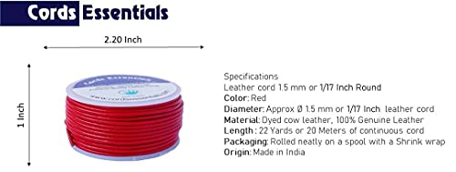 Cords Essentials Round Genuine Leather String Cord, Rope for Jewelry Making Necklaces, Bracelets, Kumihimo Braiding, Wraps - Image 2