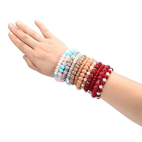 Twinfree Bohemian Bracelets for Women Stretch Multilayer Colorful Beads Bracelet with Charm Jewelry4