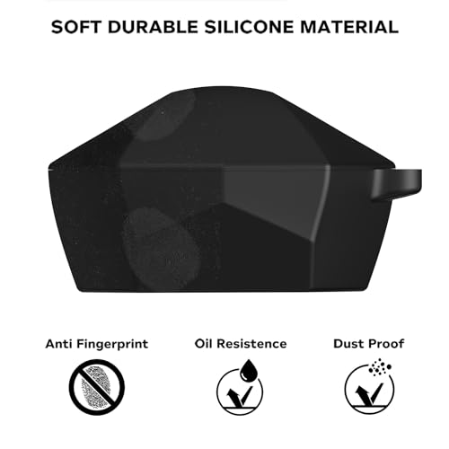 Image of Sounce Earphone Case Cover Compatible for Boat Immortal 121, Soft Silicone Skin Case Cover Shock-Absorbing Protective Case with Keychain [Front LED Visible] (Black)