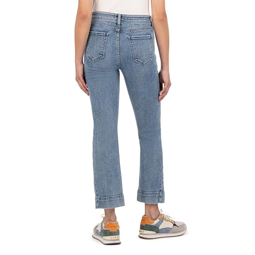 KUT from the Kloth Women's Kelsey High-Rise Ankle Wide Hem Side Bottom Inset in Defend3