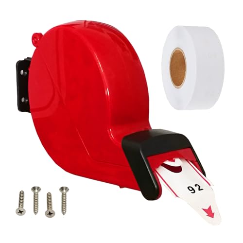 CYSSJF Turn-O-Matic Ticket Dispenser (Red) +1 Roll Queue Tickets (2 Digit,00-99) | Take-A-Number &Queue-Management | Ticket Machine for Deli-Counter, Restaurant, Supermarket Checkout,Clinic, Reception
