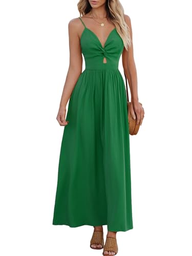 Image of CUPSHE Women Casual Dress Beach Sleeveless V Neck Summer Cutout Spaghetti Straps Formal Maxi Sun Dresses