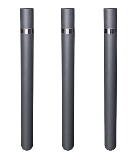 PAL | Pilona fija para empotrar al suelo modelo Barceco. Bolardo de hierro con parte superior en acero inoxidable de 90x1000 mm (3- Bolardos)